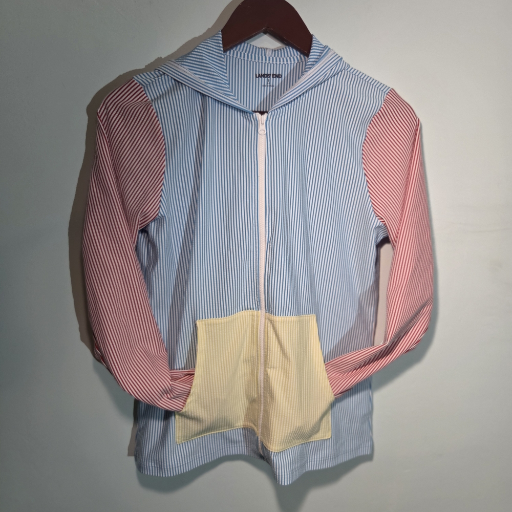 Lands' End Blue and White Striped Top